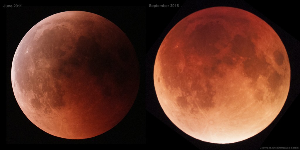 Comparison of lunar disk sizes in two different eclipses