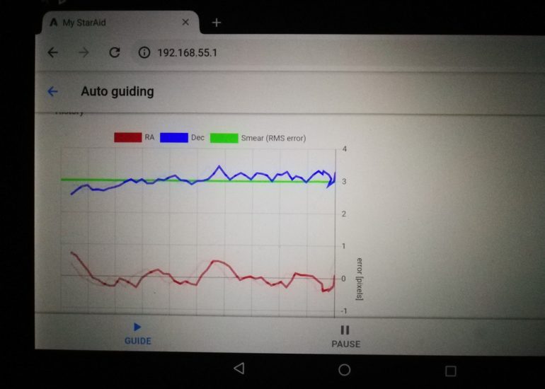 StarAid Revolution - RA and DEC guiding error plot