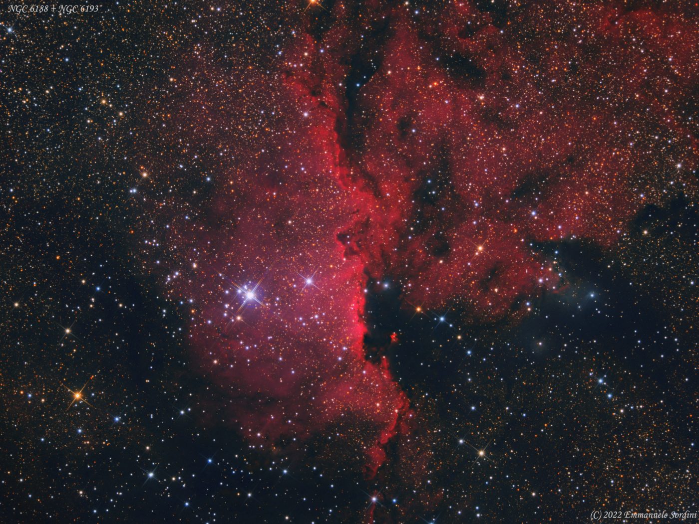 NGC 6193 Open Cluster + NGC 6188 Emission Nebula