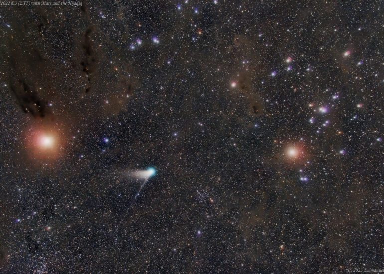 Comet C/2022 E3 (ZTF), Mars, Aldebaran and the Hyades