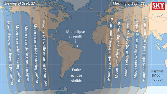 Worldwide visibility chart for the total lunar eclipse of Sep. 28 2015