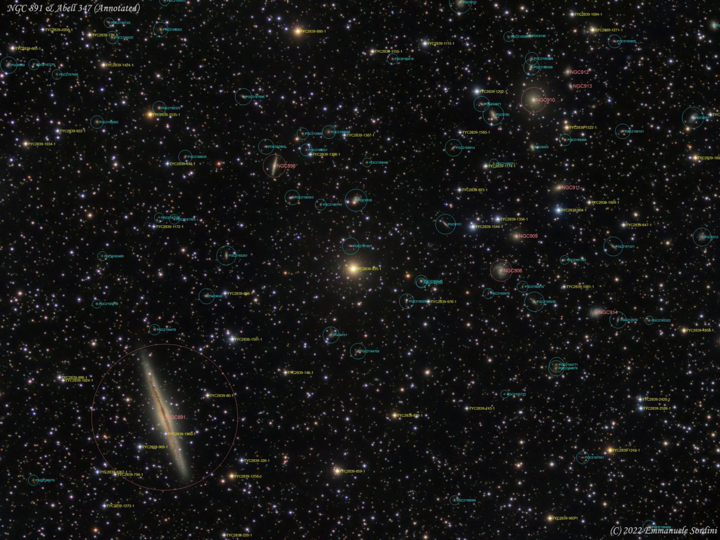 Galaxy NGC 891 and Galaxy Cluster Abell 347 - Emmanuele Sordini – Astronomy  and Astrophotography